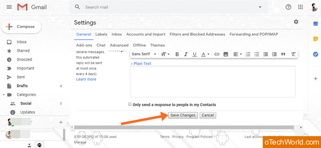 Click on the save changes button