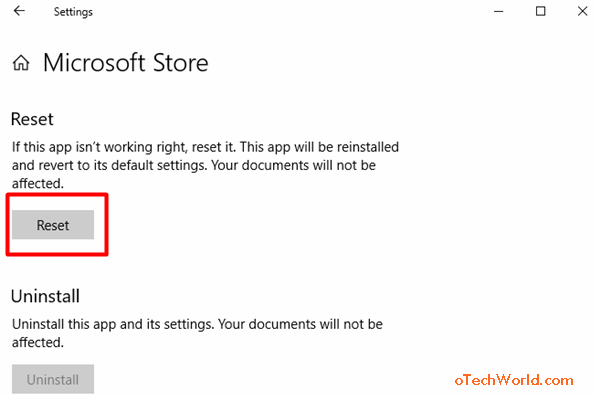 How To Reset Microsoft Store In Windows 10 Otechworld 4383