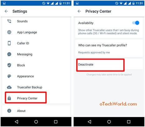 deactivate truecaller account to unlist number