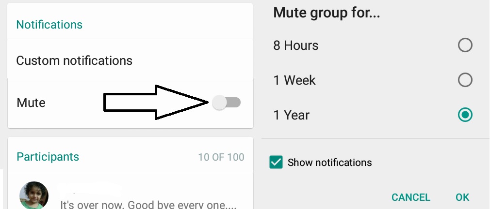 mute group whatsapp