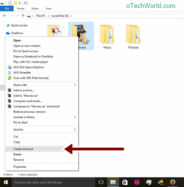 shortcut key to create new folder in windows 10