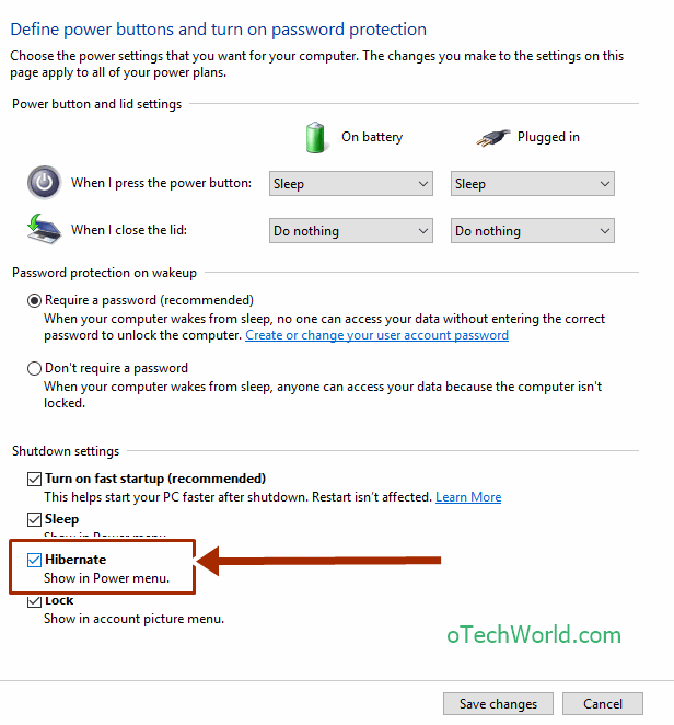 Enable Hibernate In Windows 10 And Add To Power Menu - oTechWorld