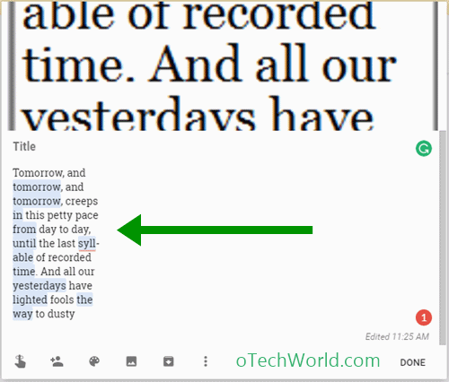 text from image in google keep