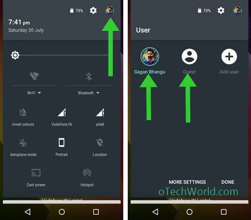 switch between users in android