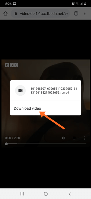 Download video option chrome browser