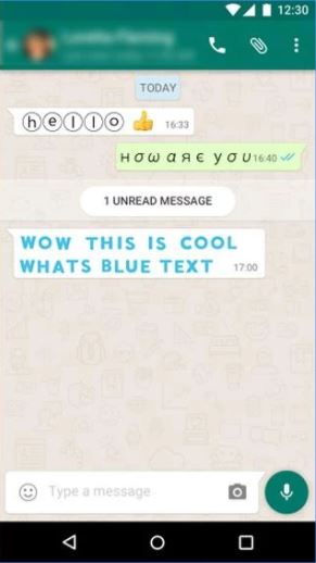 make words blue whatsapp