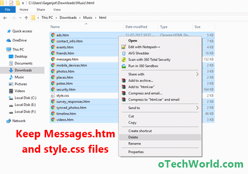 Delete All files except messages.htm and Style.css