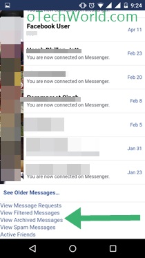 facebook archived messages