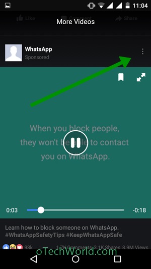 Tap on three dots at top right corner of the video