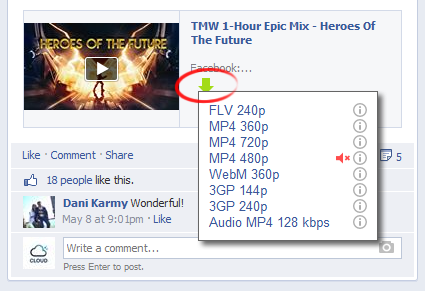 click on button to download facebook videos