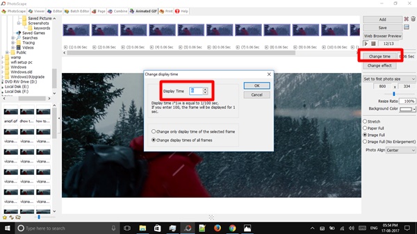 Click on Change Time to adjust the speed of GIF image