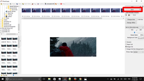 Click on Save to save the animated GIF image