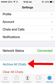 how to hide archive option in whatsapp in iphone