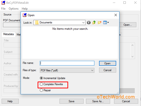 Select Complete Rewrite option