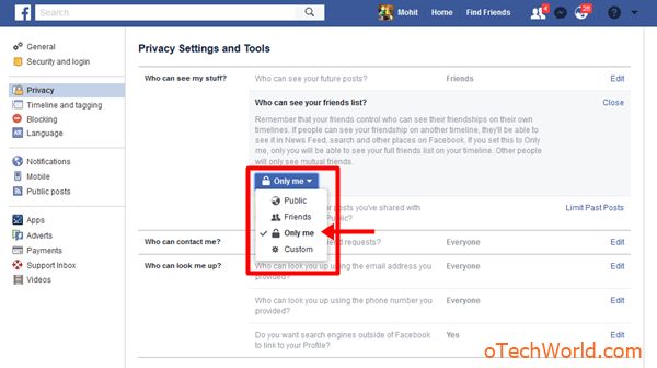 How To Hide Friend List On Facebook - oTechWorld