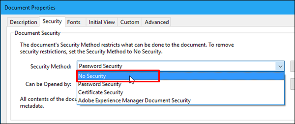 choose No Security option from Security Method