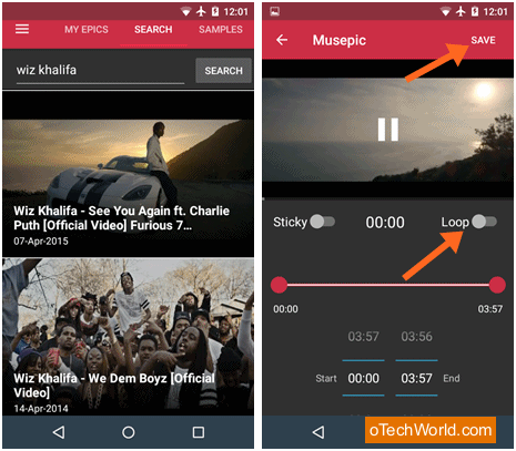 Enable loop option in musepic for youtube