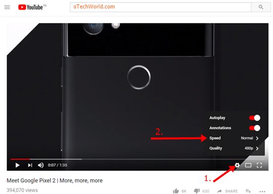 Open Settings To Slow Down Or Speed Up YouTube Videos On PC