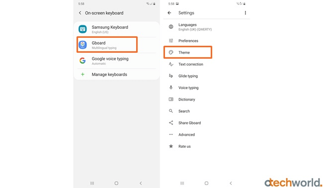 Gboard theme option
