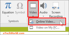 click on insert online video in powerpoint