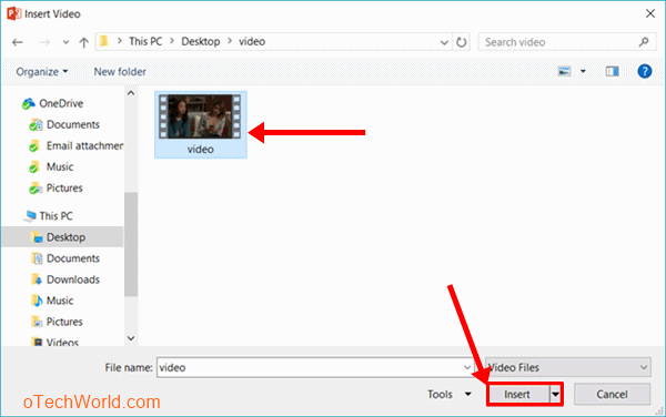 click on the Insert option to embed a video in powerpoint