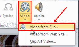 insert video from file in powerpoint 2010