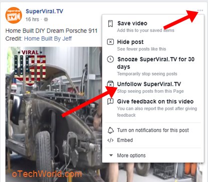 Unfollow Facebook Page On PC browser