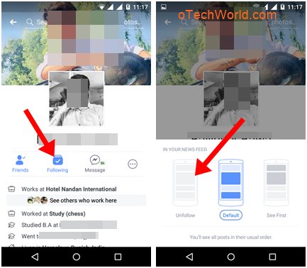 unfollow friends by opening profile