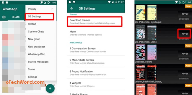 Change WhatsApp theme using GBWhatsApp