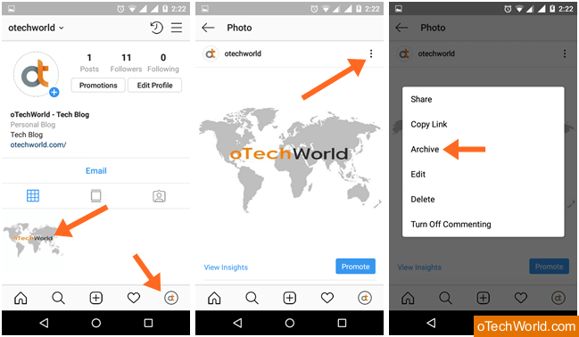 Steps to hide or archive Instagram photos