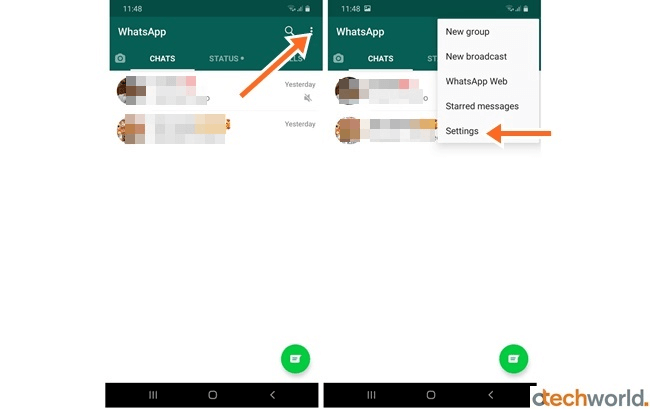 Open WhatsApp Settings From More options