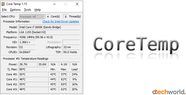 how to get core temp monitoring on desktop