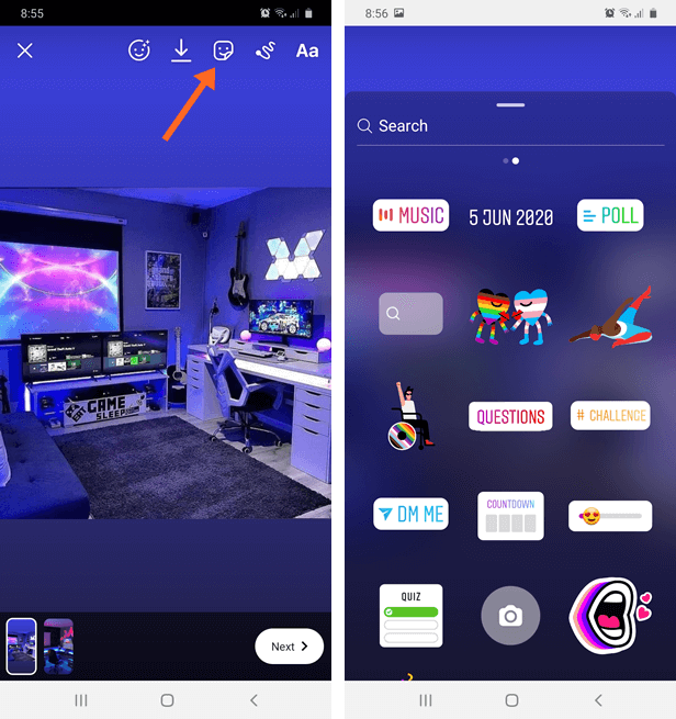 Add stickers for each slide