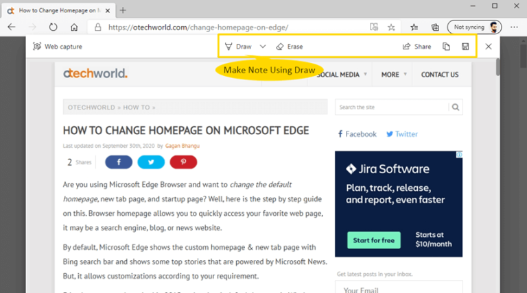 How To Make A Web Note In Microsoft Edge - OTechWorld