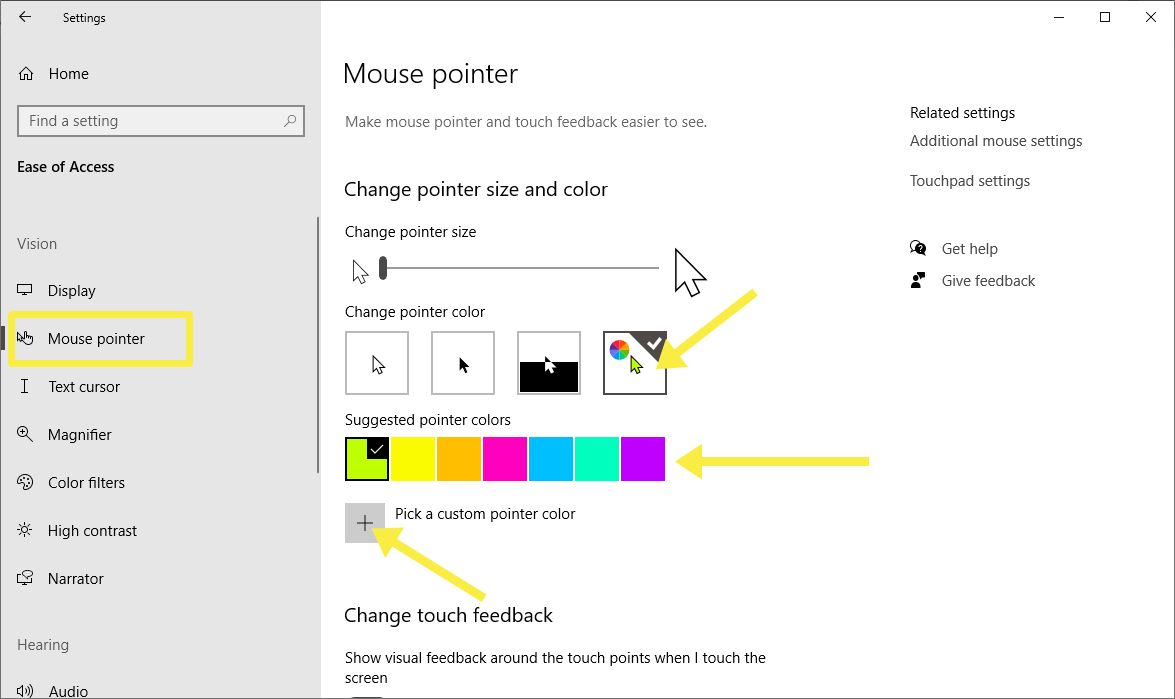 how to change mouse cursor color on windows 10