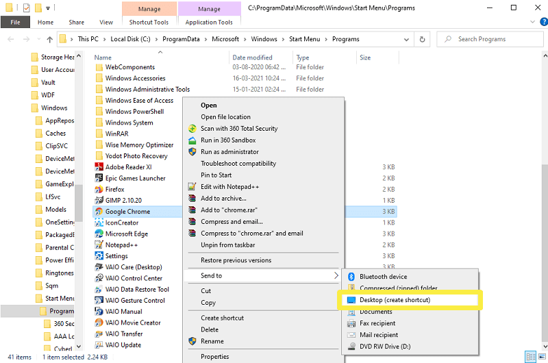 how to create a shortcut on desktop incognito