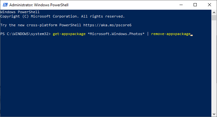 Enter the command in powershell
