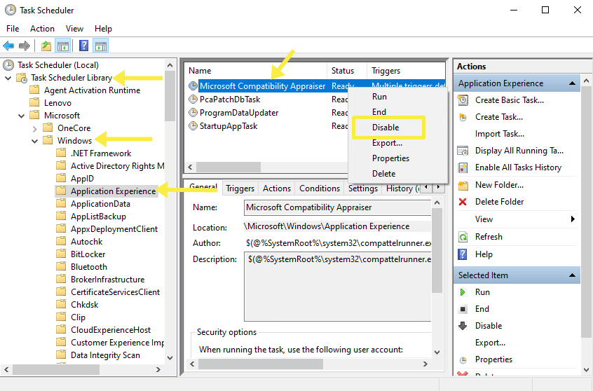 Disable Microsoft Compatibility Telemetry Using Task Scheduler