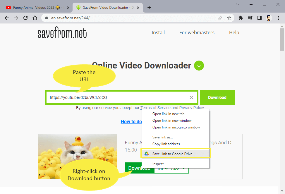 Upload Youtube Link To Google Drive