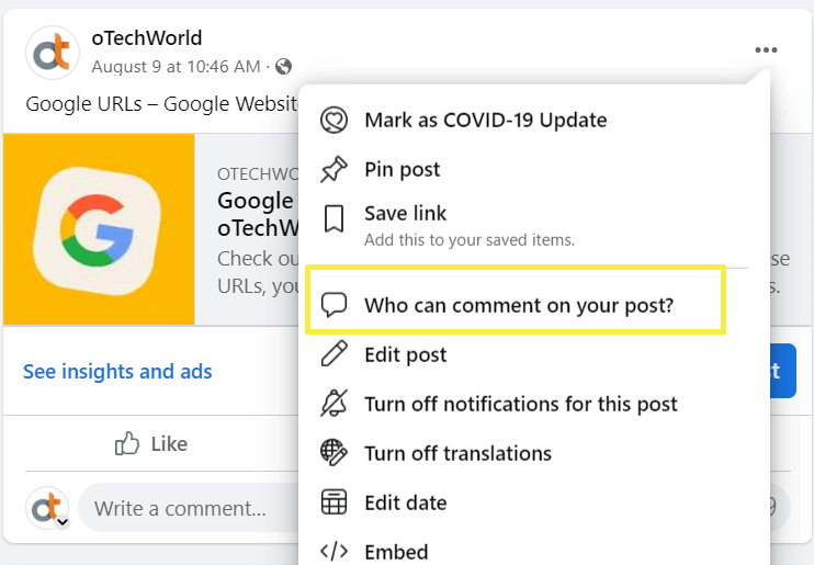 select who can comment on your post