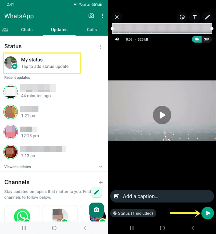 Share YouTube Video on WhatsApp Status