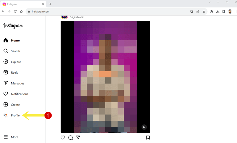 Click on Profile Picture from Instagram Desktop version