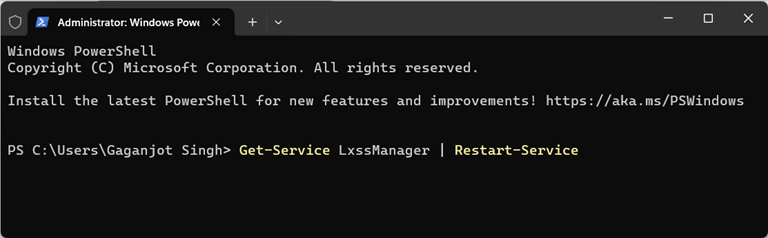 Restart LxssManager using Powershell to reboot WSL