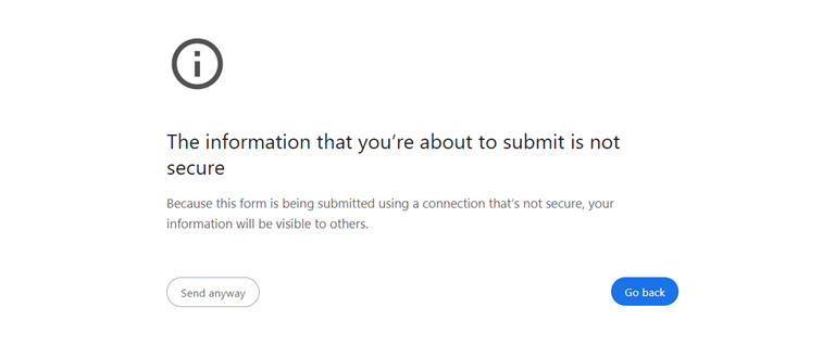 Insecure (Mixed) Form Submission Warnings
