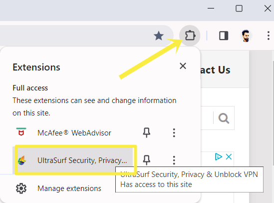 ultrasurf extension chrome