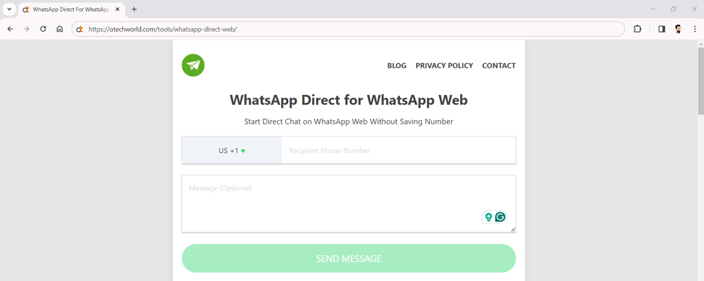 Screenshot of WhatsApp Direct for WhatsApp Web