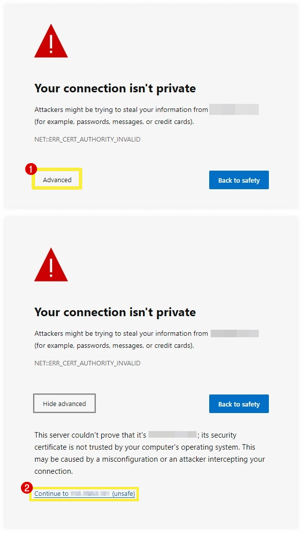 Bypass Your connection is not private error