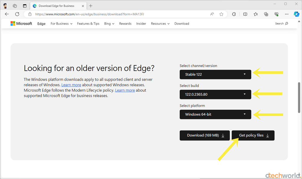 Download the Microsoft Edge Policy Templates File