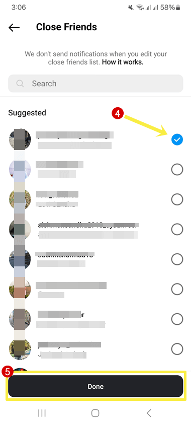Edit Close Friends List on Instagram App