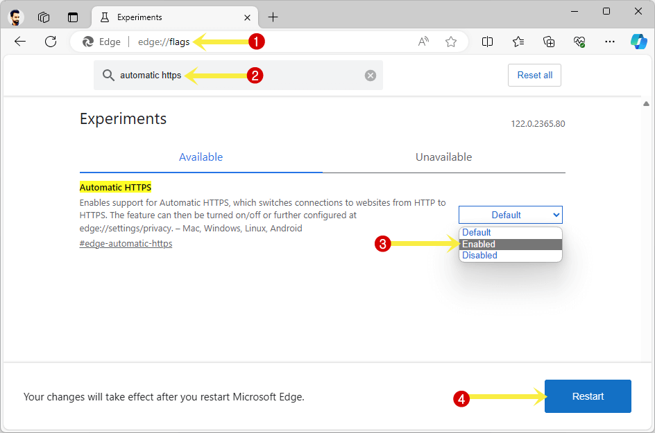 Enable Automatic HTTPS in Edge